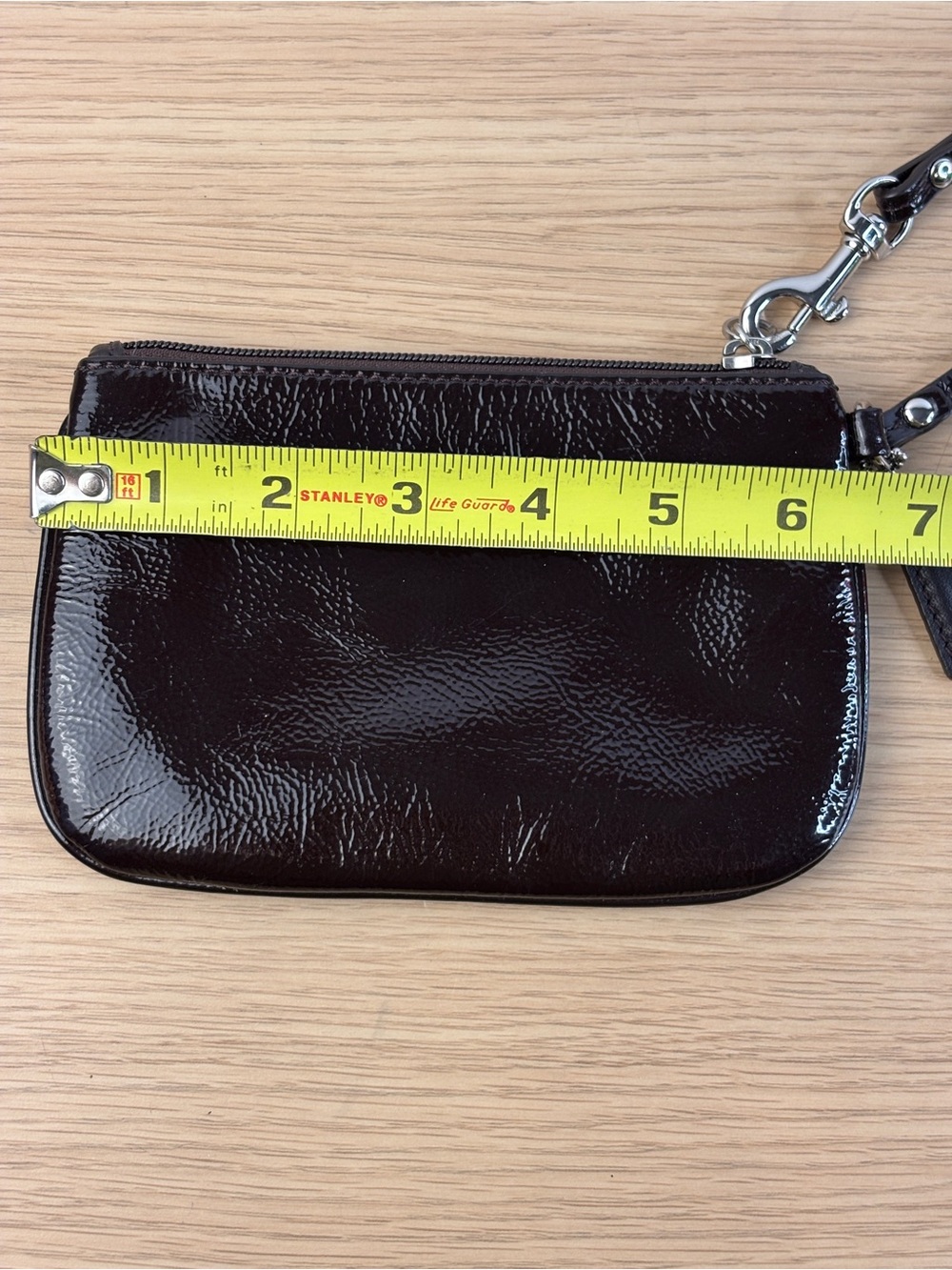 Coach Small Dark Brown Patent Leather Wristlet - Picture 8 of 9